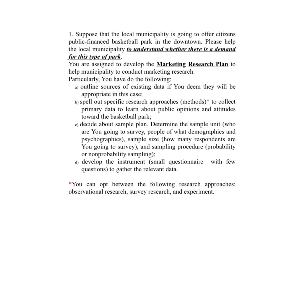 1. Suppose that the local municipality is going