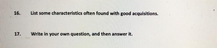 16. List some characteristics often found with