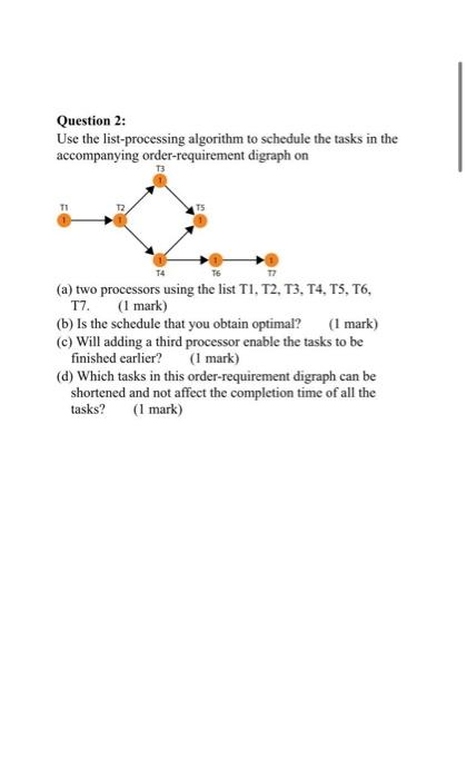 Question 2: Use the list-processing algorithm to