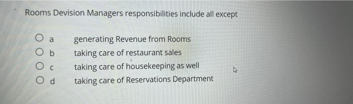Rooms Devision Managers responsibilities include