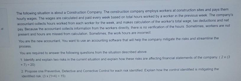 Please help out of The following situation is