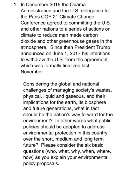 1. In December 2015 the Obama Administration and