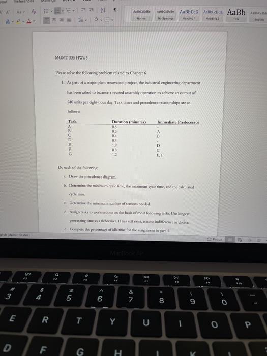 that is all i was given = = 1 = MGMT 335 HW#5