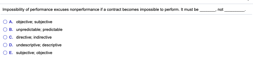 Impossibility of performance excuses