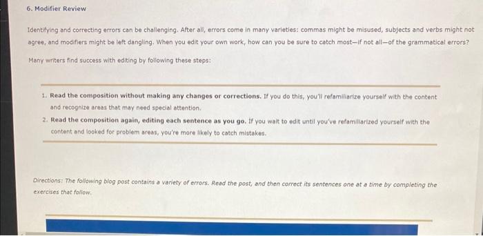 6. Modifier Review Identifying and correcting