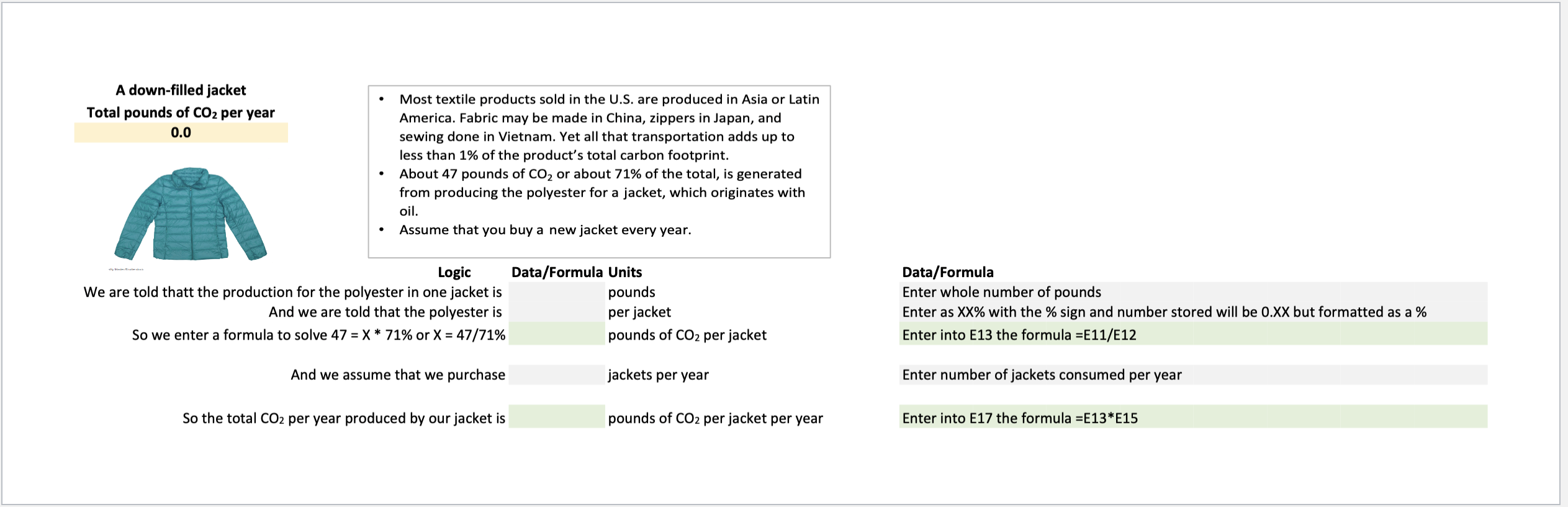 Use the Excel workbook template below to complete