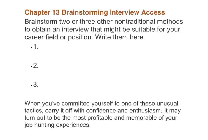 Chapter 13 Brainstorming Interview Access