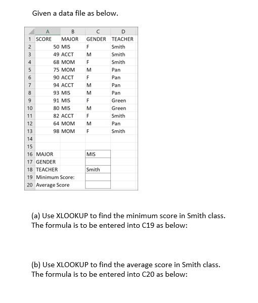 Given a data file as below. B D 1 SCORE MAJOR
