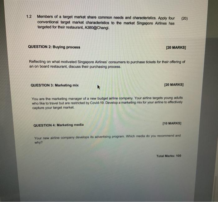 ASSIGNMENT QUESTIONS QUESTION 1: Marketing