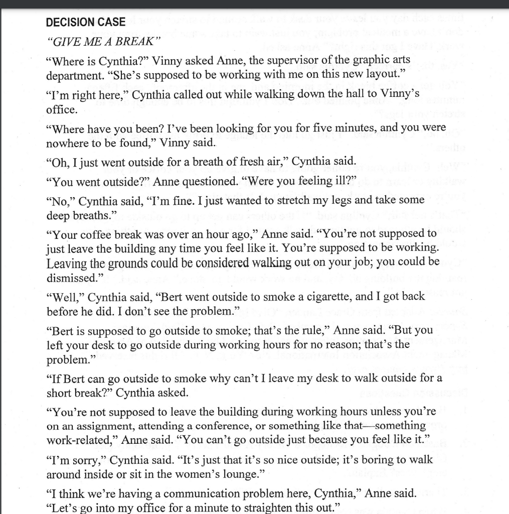 Is Anne being reasonable? Is Cynthia being