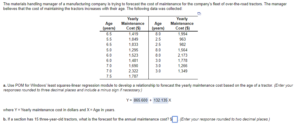 part b? The materials handling manager of a