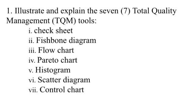 1. Illustrate and explain the seven (7) Total