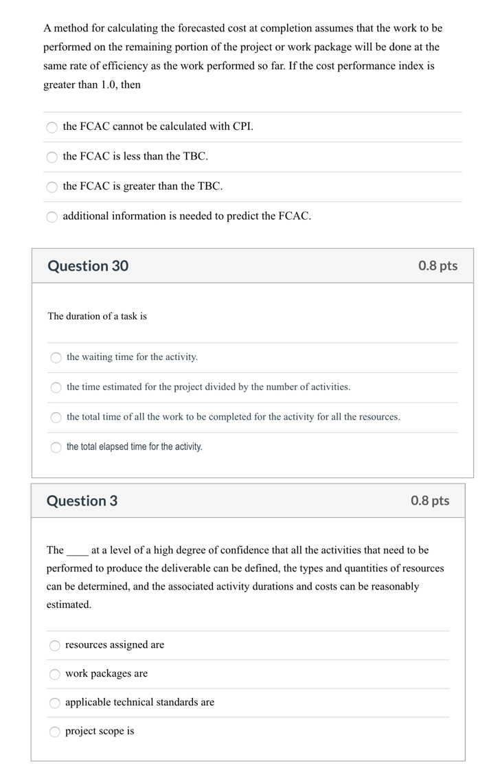 A method for calculating the forecasted cost at
