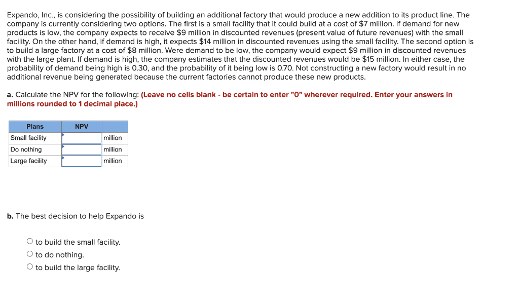 PLEASE HELP I WILL UPVOTE!! Expando, Inc., is