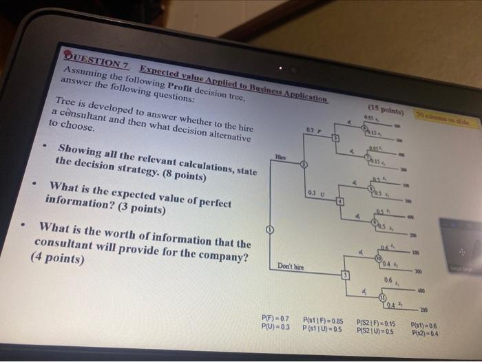 QUESTION Z Expected value Applied to Business