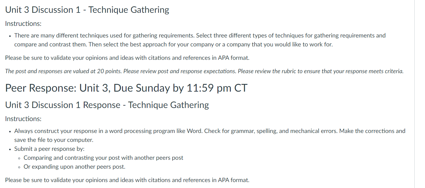 Unit 3 Discussion 1 - Technique Gathering