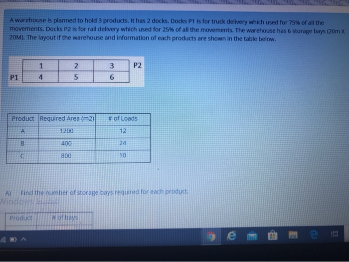 Facility planning A warehouse is planned to hold