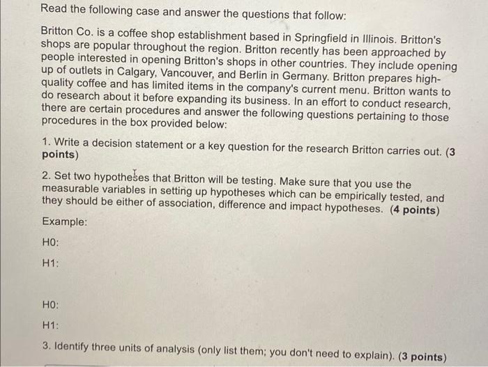 Read the following case and answer the questions