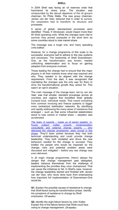 SHELL In 2004 Shell was facing an ol reserves