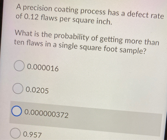A precision coating process has a defect rate of