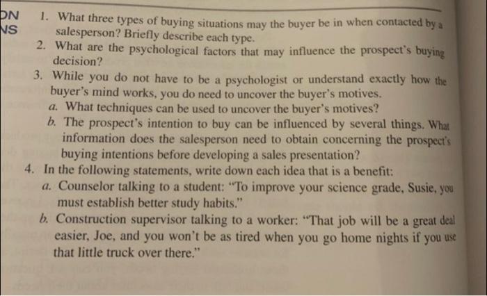 please answer all 4 questions EN NS 1. What three