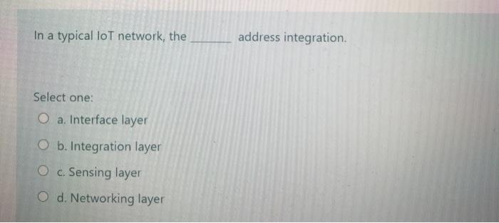 In a typical loT network, the address