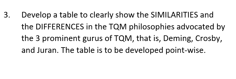 3. Develop a table to clearly show the