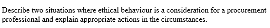 Describe two situations where ethical behaviour