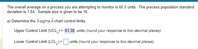The overall average on a process you are