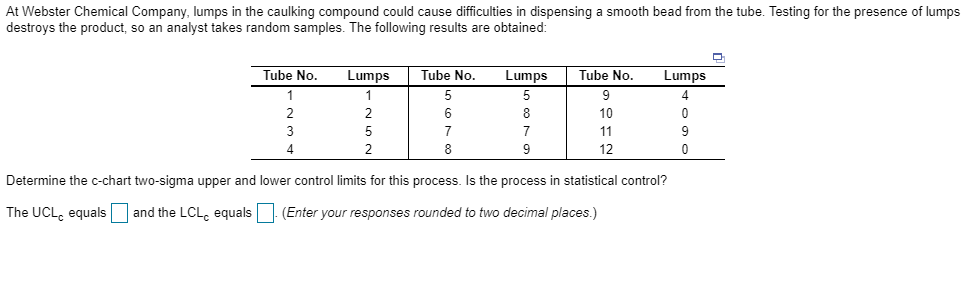 At Webster Chemical Company, lumps in the
