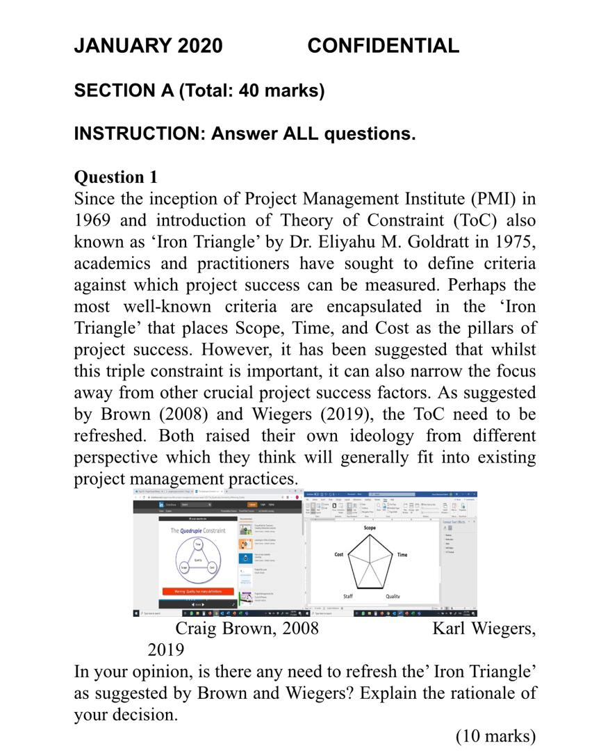 JANUARY 2020 CONFIDENTIAL SECTION A (Total: 40