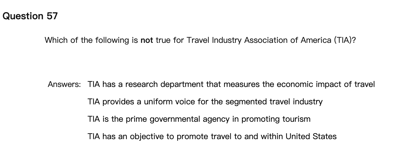 Question 57 Which of the following is not true