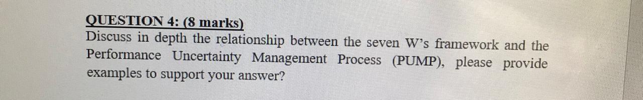 QUESTION 4: (8 marks) Discuss in depth the