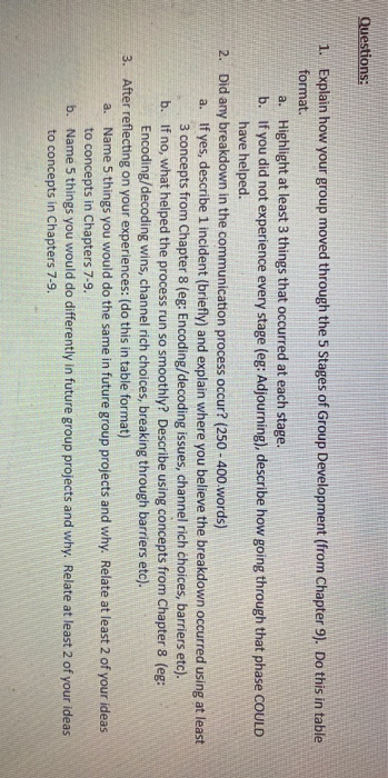 Questions: 1. Explain how your group moved