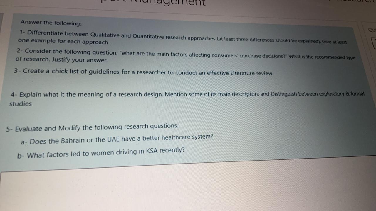 Qu Answer the following: 1- Differentiate between