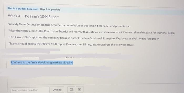 This is a graded discussion: 10 points possible