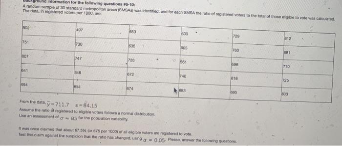 und Information for the following questions 16-10