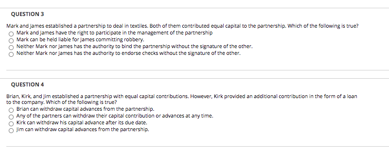 QUESTION 3 Mark and James established a