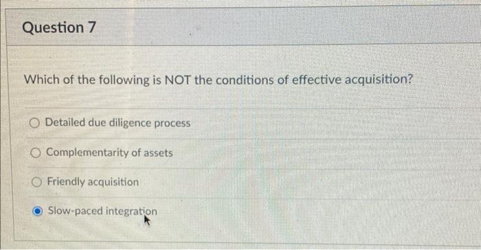 Question 7 Which of the following is NOT the
