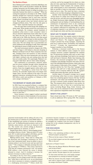 What are the key cause of Sear's decline ? The