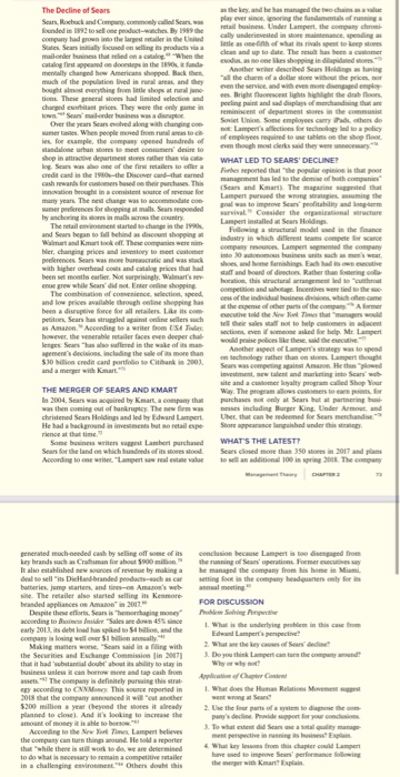 What are the key cause of Sear's decline ? The