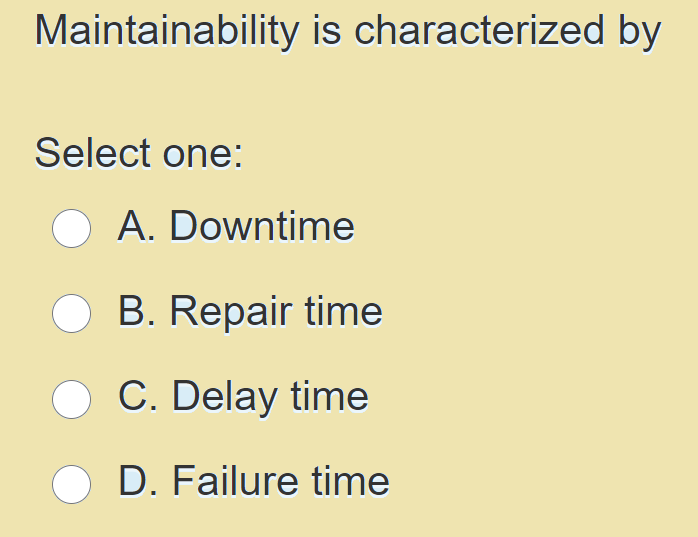 Maintainability is characterized by Select one: O
