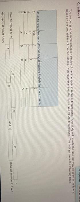 Question 7 T&T You are going to do some