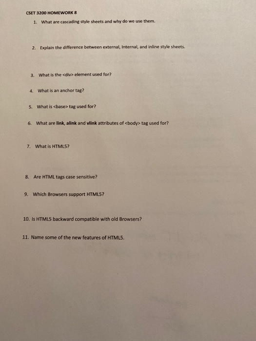 CSET 3200 HOMEWORK 8 1. What are cascading style