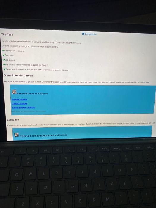 The Task Wire Create a 5 slide presentation on a