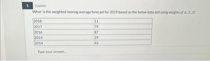 2 points What is the weighted moving average
