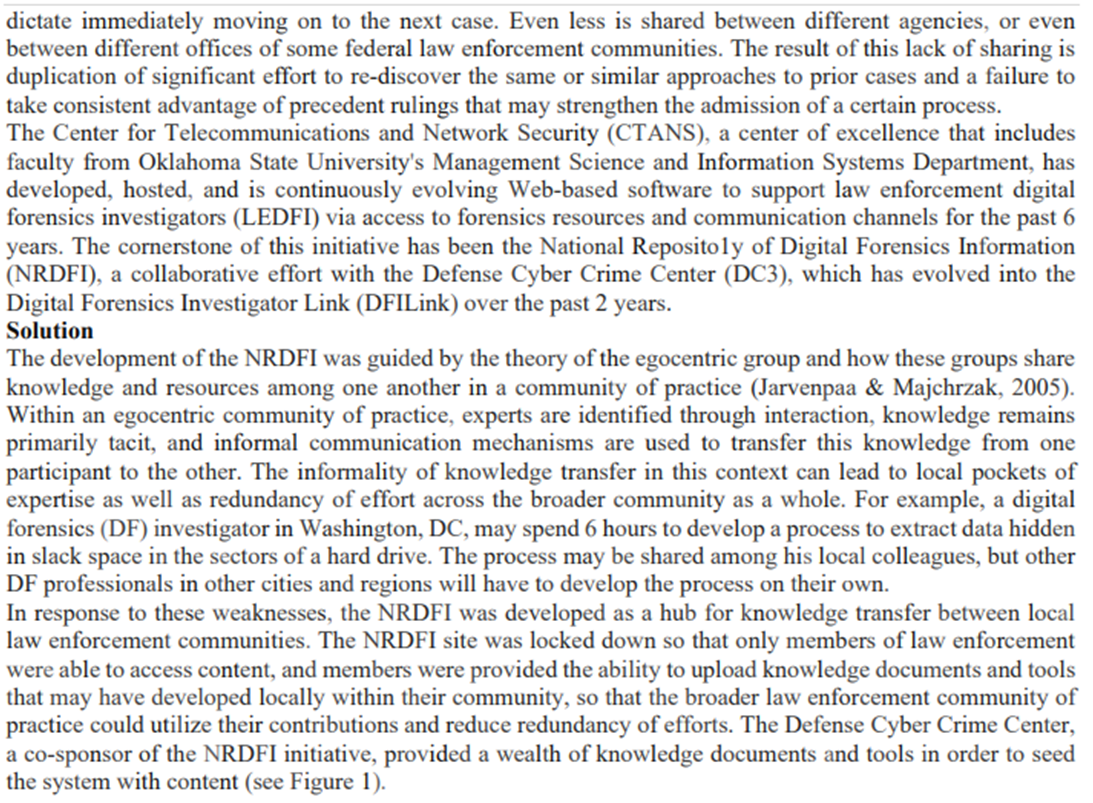 Application Case: Solving Crimes by Sharing