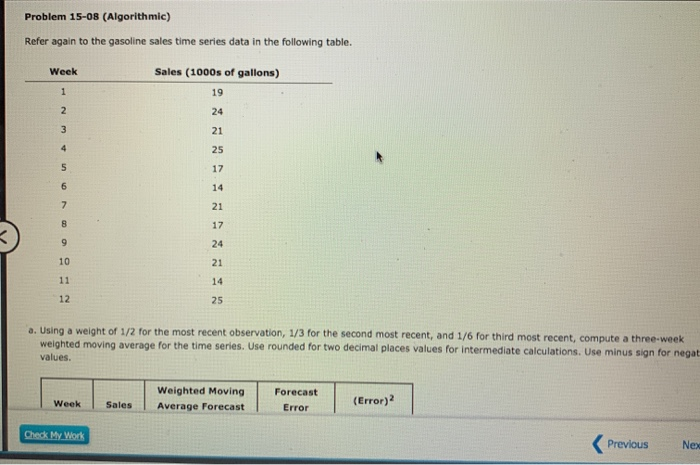 Problem 15-08 (Algorithmic) Refer again to the
