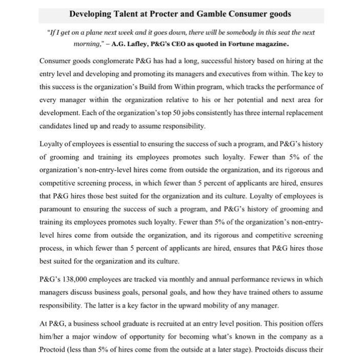 answer Q Developing Talent at Procter and Gamble