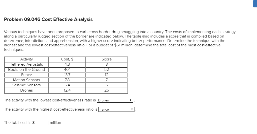 the answer is not 56 or 87 Problem 09.046 Cost